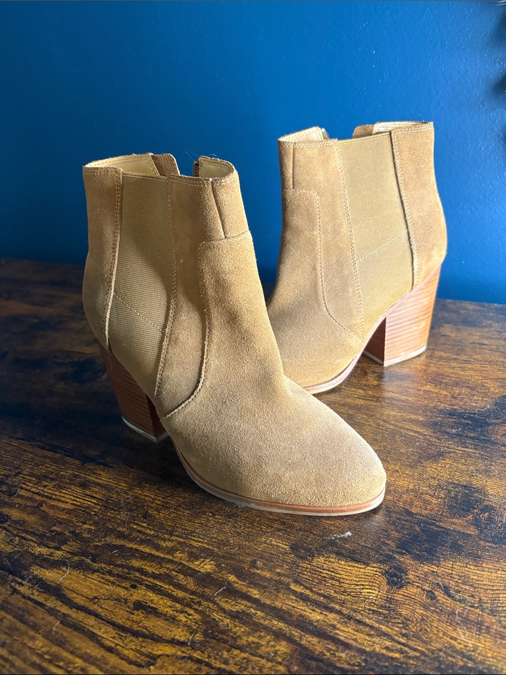 Soludos Suede Ankle Booties in Camel